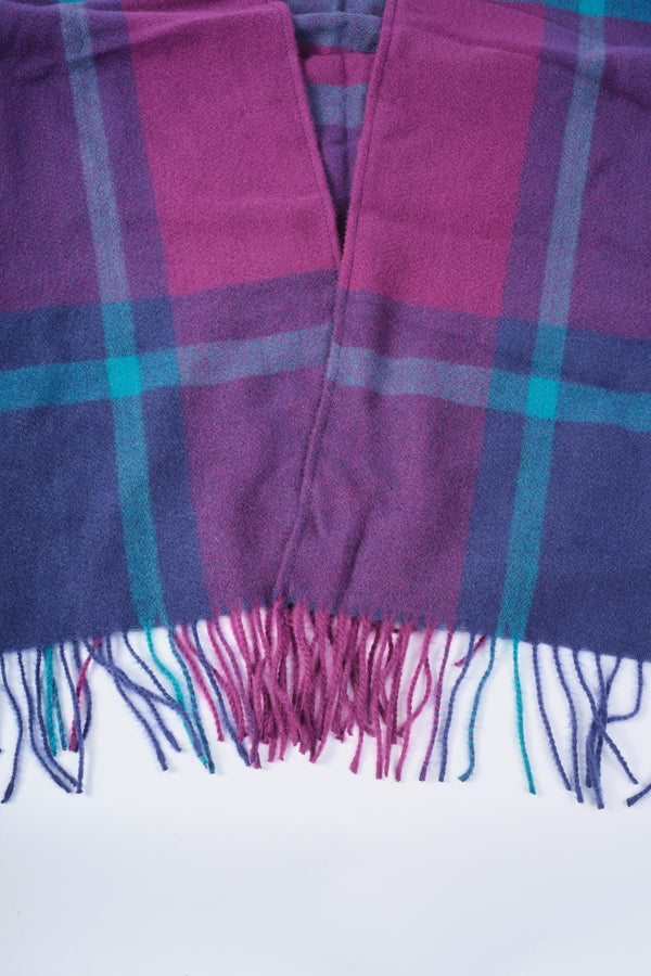 Carraig Donn Tea & Purple Soft Touch Check Wrap Poncho