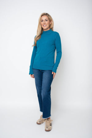 Carraig Donn Teal Cashmere Blend Turtleneck Knit Jumper
