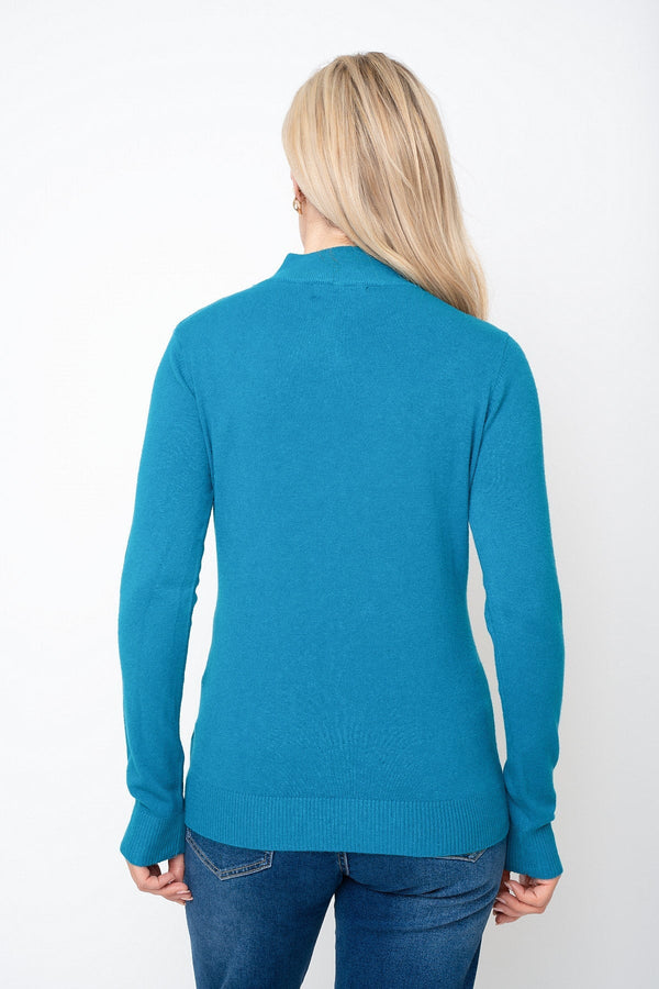 Carraig Donn Teal Cashmere Blend Turtleneck Knit Jumper