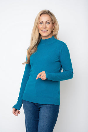 Carraig Donn Teal Cashmere Blend Turtleneck Knit Jumper
