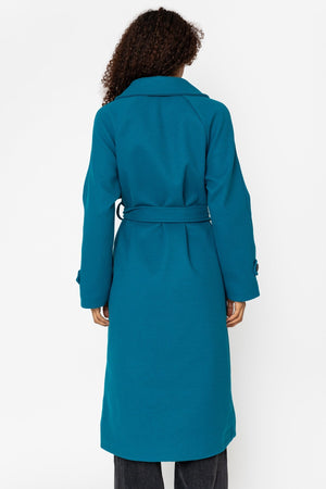 Carraig Donn Teal Double Breasted Belted Longline Coat