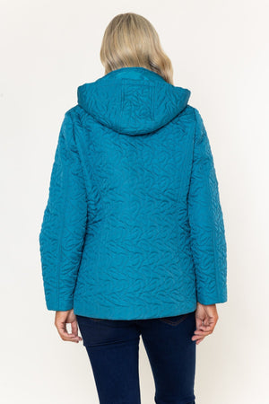 Carraig Donn Teal Embossed Quilted Detachable Hood Jacket
