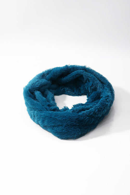 Teal Blue Faux Fur Snood Scarf