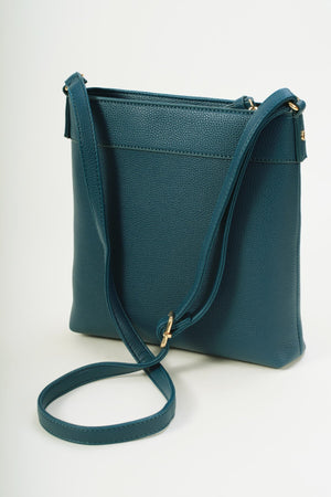 Carraig Donn Teal Faux Leather Front Zip Pocket Classic Crossbody