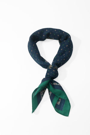 Carraig Donn Teal Paisley Contrast Print Viscose Neckerchief Scarf