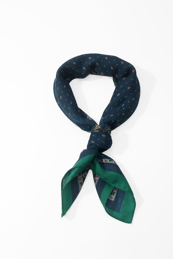 Carraig Donn Teal Paisley Contrast Print Viscose Neckerchief Scarf