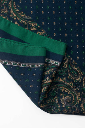 Carraig Donn Teal Paisley Contrast Print Viscose Neckerchief Scarf