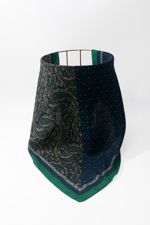 Carraig Donn Teal Paisley Contrast Print Viscose Neckerchief Scarf
