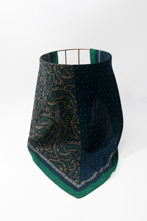 Carraig Donn Teal Paisley Contrast Print Viscose Neckerchief Scarf