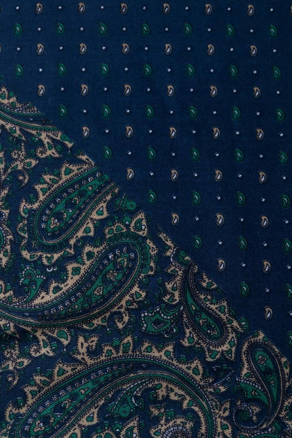 Carraig Donn Teal Paisley Contrast Print Viscose Neckerchief Scarf