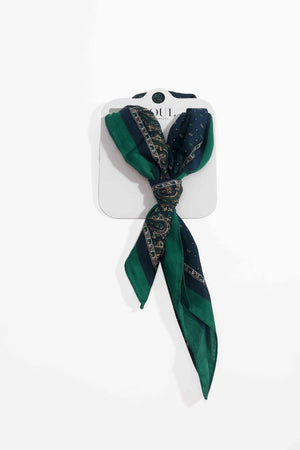 Carraig Donn Teal Paisley Contrast Print Viscose Neckerchief Scarf