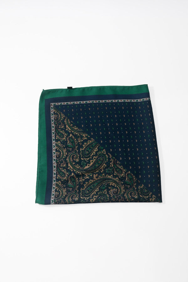 Carraig Donn Teal Paisley Contrast Print Viscose Neckerchief Scarf