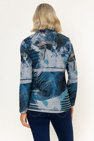 Carraig Donn Teal Printed Scarf Neck Long Sleeve Top