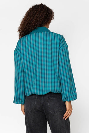 Carraig Donn Teal Printed Zip Up Bomber Jacket