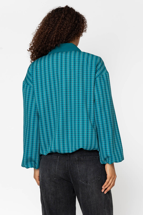 Carraig Donn Teal Printed Zip Up Bomber Jacket