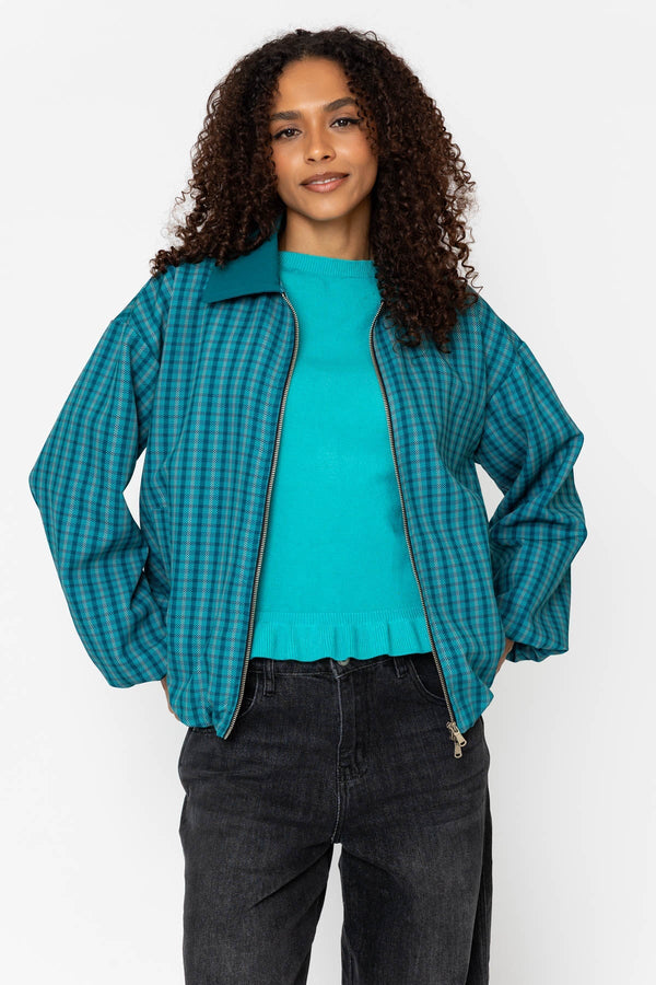 Carraig Donn Teal Printed Zip Up Bomber Jacket