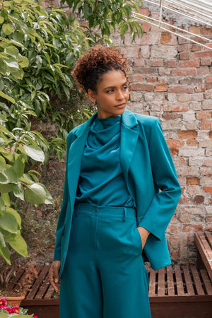 Carraig Donn Teal Single Breasted Longline Boyfriend Blazer