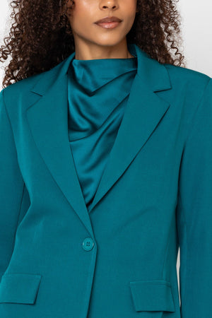 Carraig Donn Teal Single Breasted Longline Boyfriend Blazer
