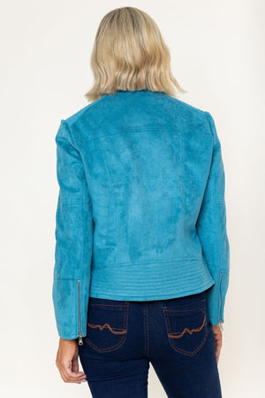 Carraig Donn Teal Suede Zip Pocket Long Sleeve Jacket