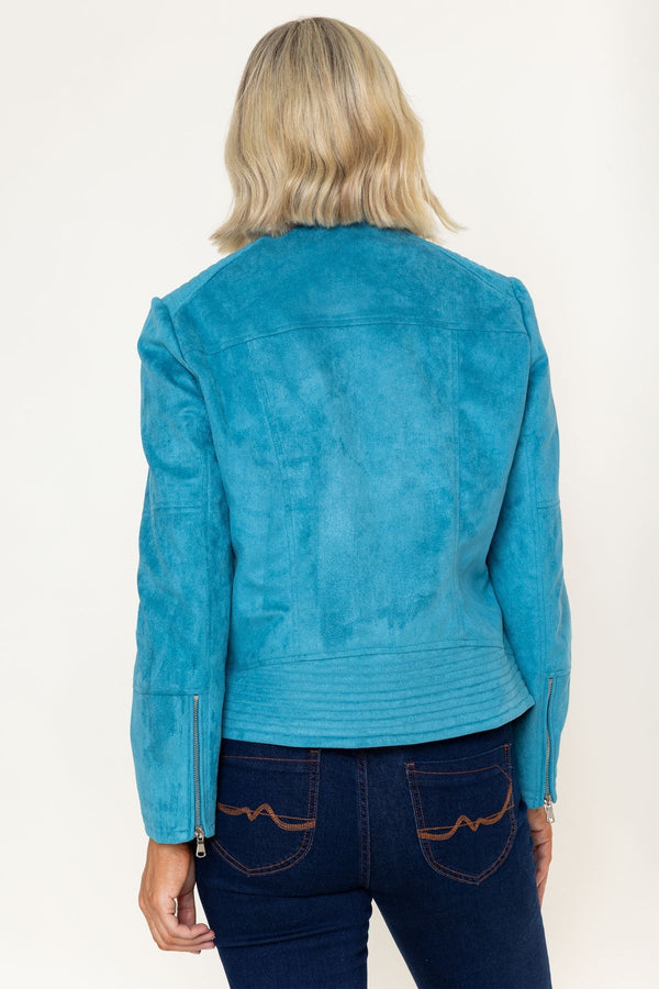 Carraig Donn Teal Suede Zip Pocket Long Sleeve Jacket