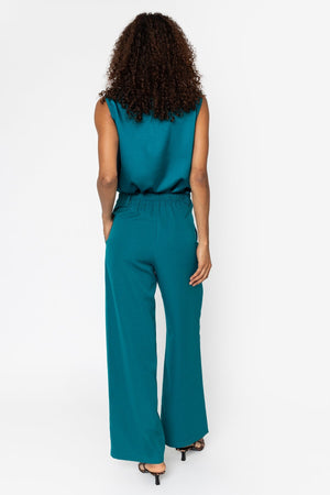 Carraig Donn Teal Tailored High Waisted Wide Leg Trousers