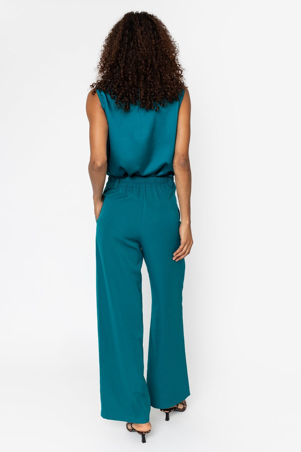 Carraig Donn Teal Tailored High Waisted Wide Leg Trousers
