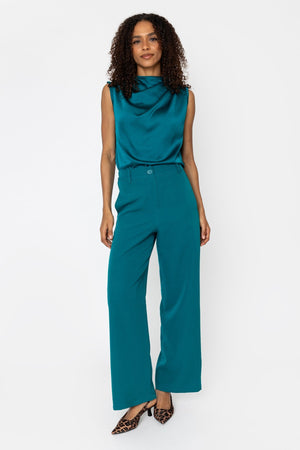 Carraig Donn Teal Tailored High Waisted Wide Leg Trousers