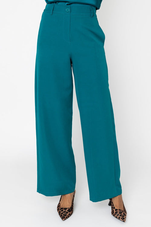 Carraig Donn Teal Tailored High Waisted Wide Leg Trousers