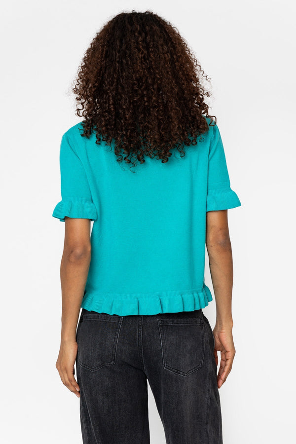 Carraig Donn Teal Viscose Blend Short Sleeve Knit Jumper