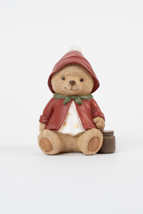 Teddy Bear In Red Coat Christmas Decoration