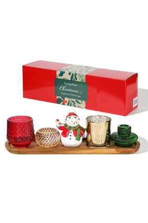 Carraig Donn Traditional Christmas Snowman Candle Holder Tray