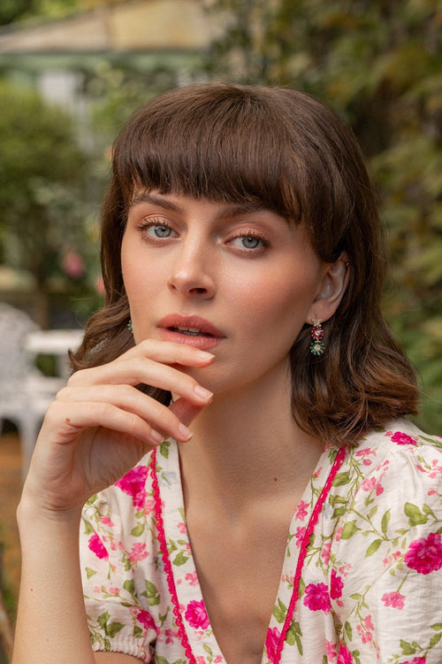 Triple Flower Drop Earrings