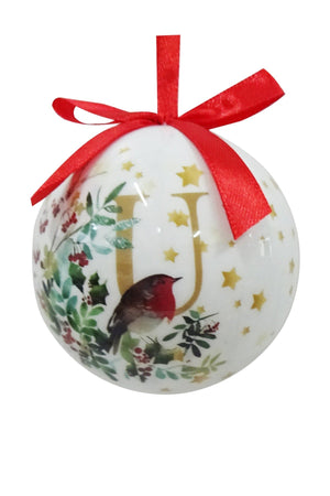Carraig Donn U Christmas Robin Alphabet Tree Bauble