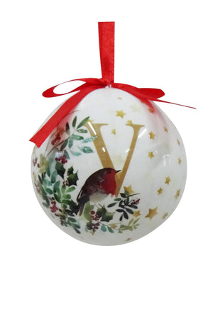 Carraig Donn V Christmas Robin Alphabet Tree Bauble