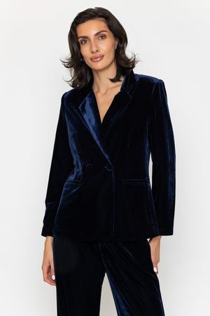 Carraig Donn Velvet Blazer Navy