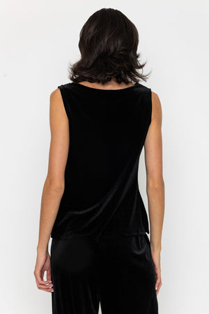Carraig Donn Velvet Cowl Neck Top Black