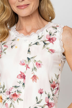 Carraig Donn Viscose Blend Printed Vest Top in Beige