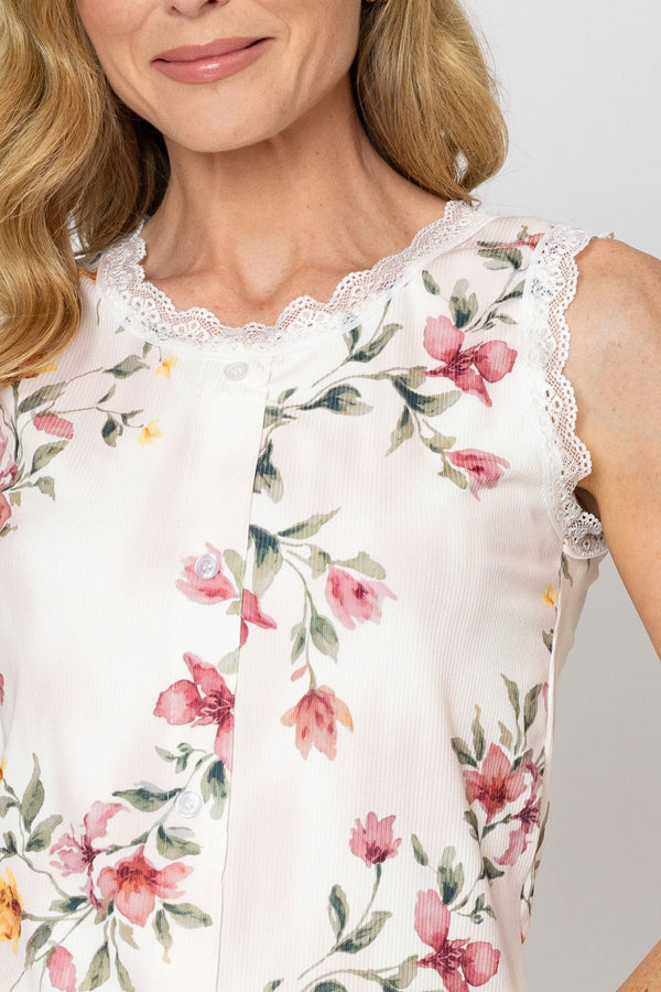 Carraig Donn Viscose Blend Printed Vest Top in Beige