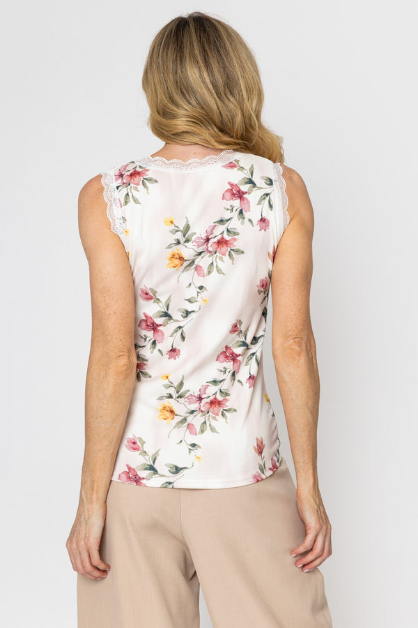 Carraig Donn Viscose Blend Printed Vest Top in Beige