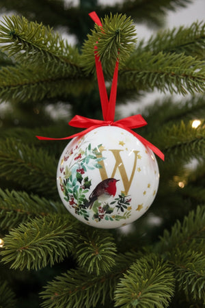 Carraig Donn W Christmas Robin Alphabet Tree Bauble