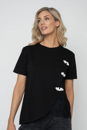 Carraig Donn White Cotton Mandarin Detail T-Shirt