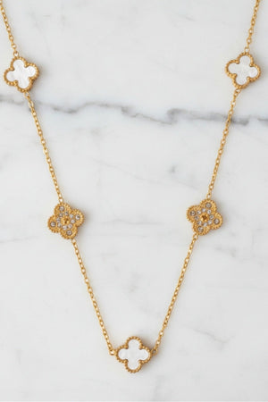 Carraig Donn White & Crystal Clover Short Necklace