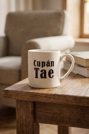 Carraig Donn White Cupán Tae Print Bone China Mug