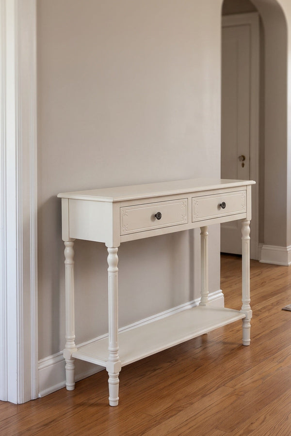 Carraig Donn White Pine Wood Antique Pearl Console Table