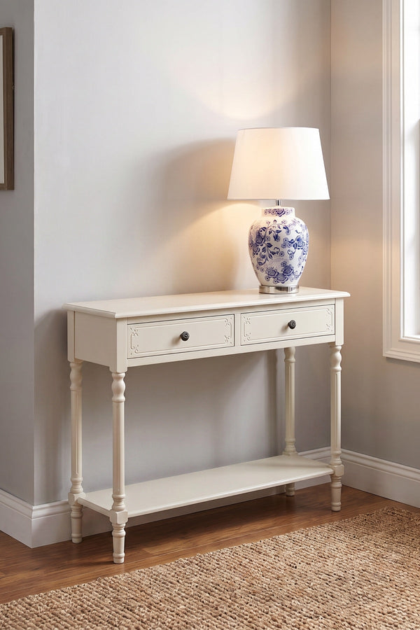 Carraig Donn White Pine Wood Antique Pearl Console Table