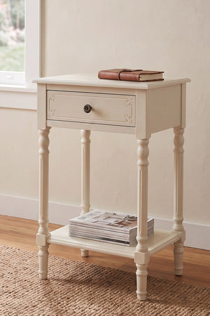Carraig Donn White Pine Wood Antique Pearl Side Table