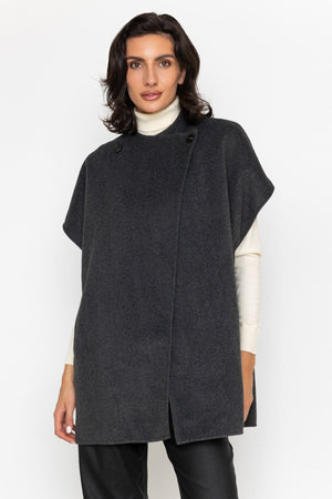 Carraig Donn Wrap Double Button Cape Grey