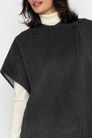 Carraig Donn Wrap Double Button Cape Grey