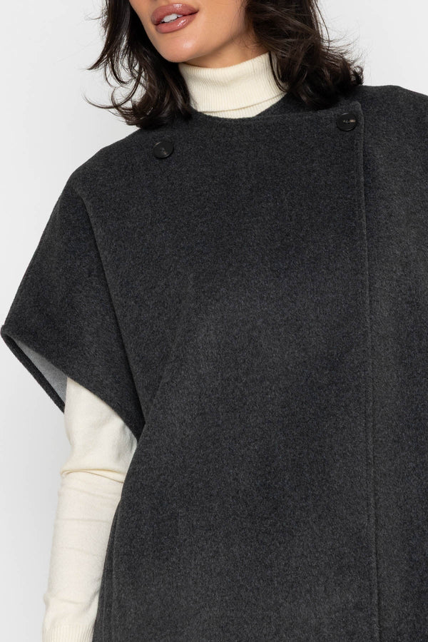 Carraig Donn Wrap Double Button Cape Grey
