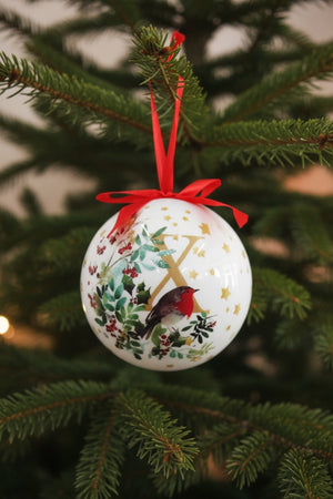 Carraig Donn X Christmas Robin Alphabet Tree Bauble